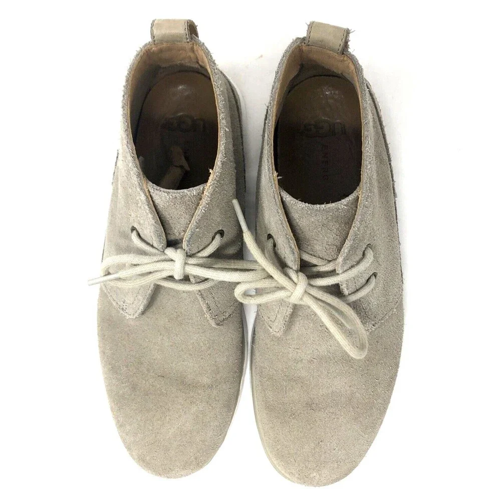UGG Freamon Suede Chukka Boots Mens Size 9 Waterproof Grey Goat Leather Lining